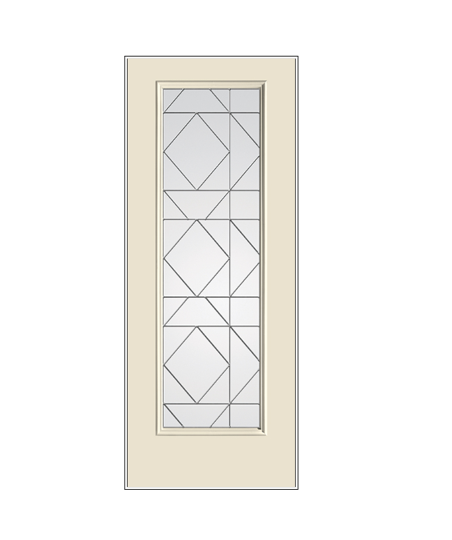 THERMATRU Full Lite 6'8" Smooth Star Fiberglass Echelon Decorative Glass Exterior Prehung Door S2385 A, C, Or D